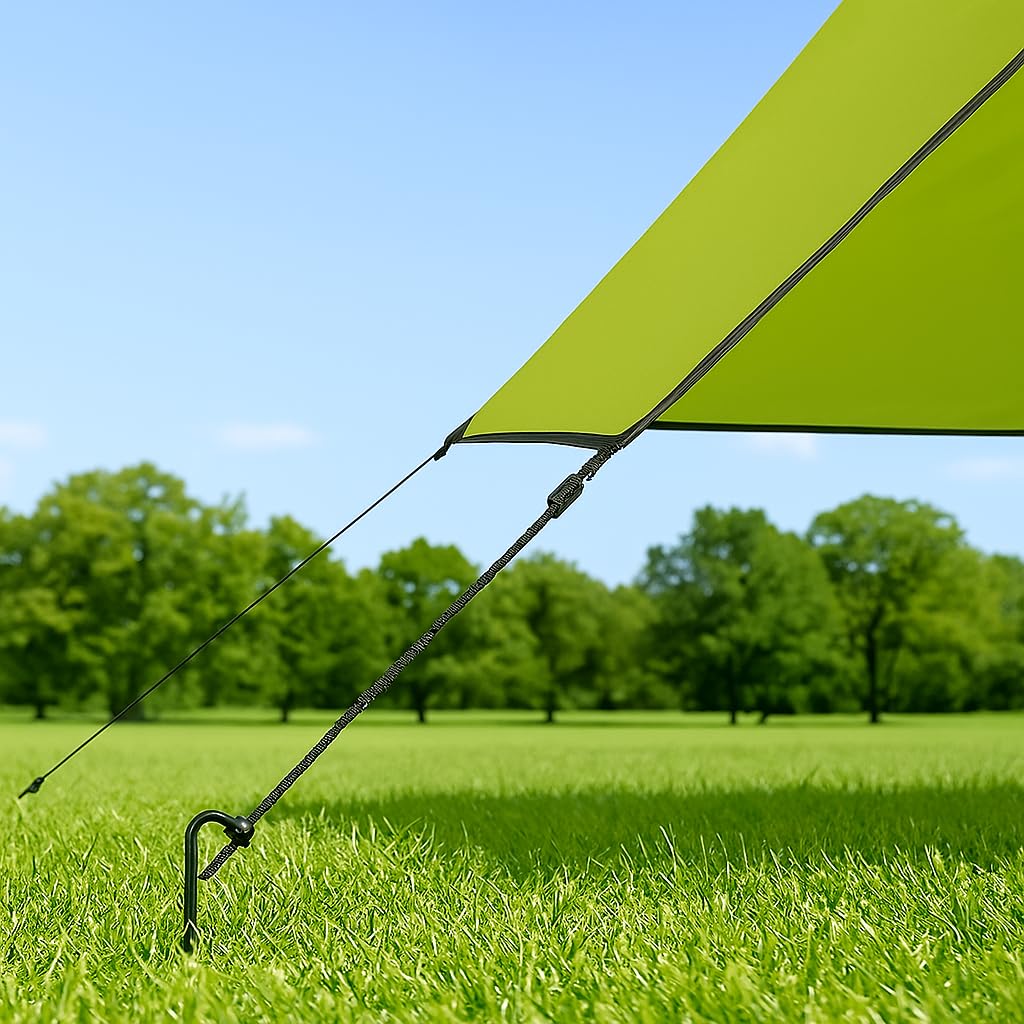 BERGER | Tenda Sole Spiaggia Portatile 2x3 Metri - Telo Ombra Protezione UV UPF 50+, Impermeabile per Mare, Picnic, Pesca e Campeggio, Tendalino da Spiaggia con Corde e Pali - Tarp Verde