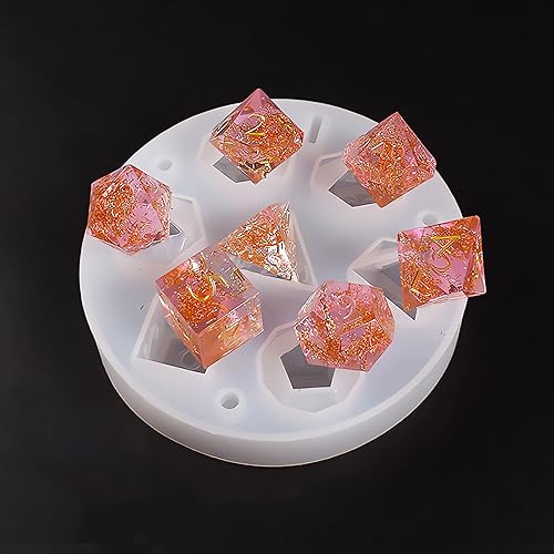 Miniatura 3 de Szecl - Moldes de dados poliédricos de 7 formas para fundición de resina, molde de dados cuadrados, triangulares, mazmorras y dragones, 6 caras, 12