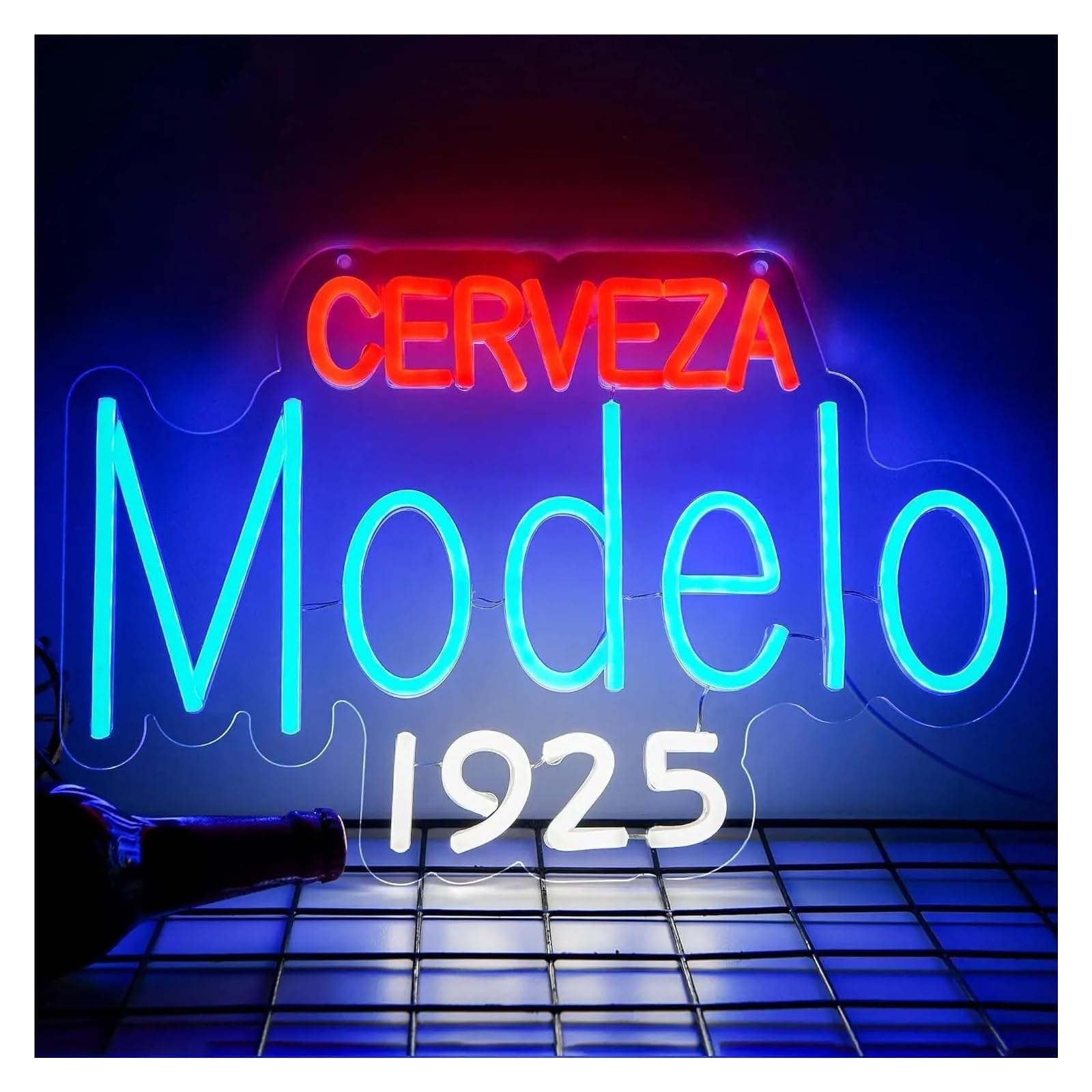 LED Neon Lamp Cerveza Modelo Neon Sign LED Light for Beer Bar Man Cave Stores Bistro Home Party Room Wall Decor USB Powered(41x27cm)