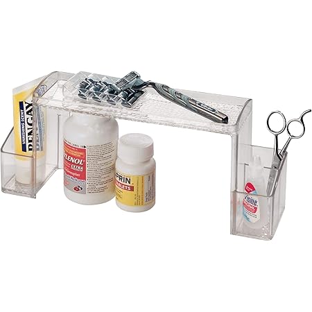 iDesign Plastic High Rise Medicine Cabinet Organizer, The Med+ Collection 12" x 3" x 5.25", Clear