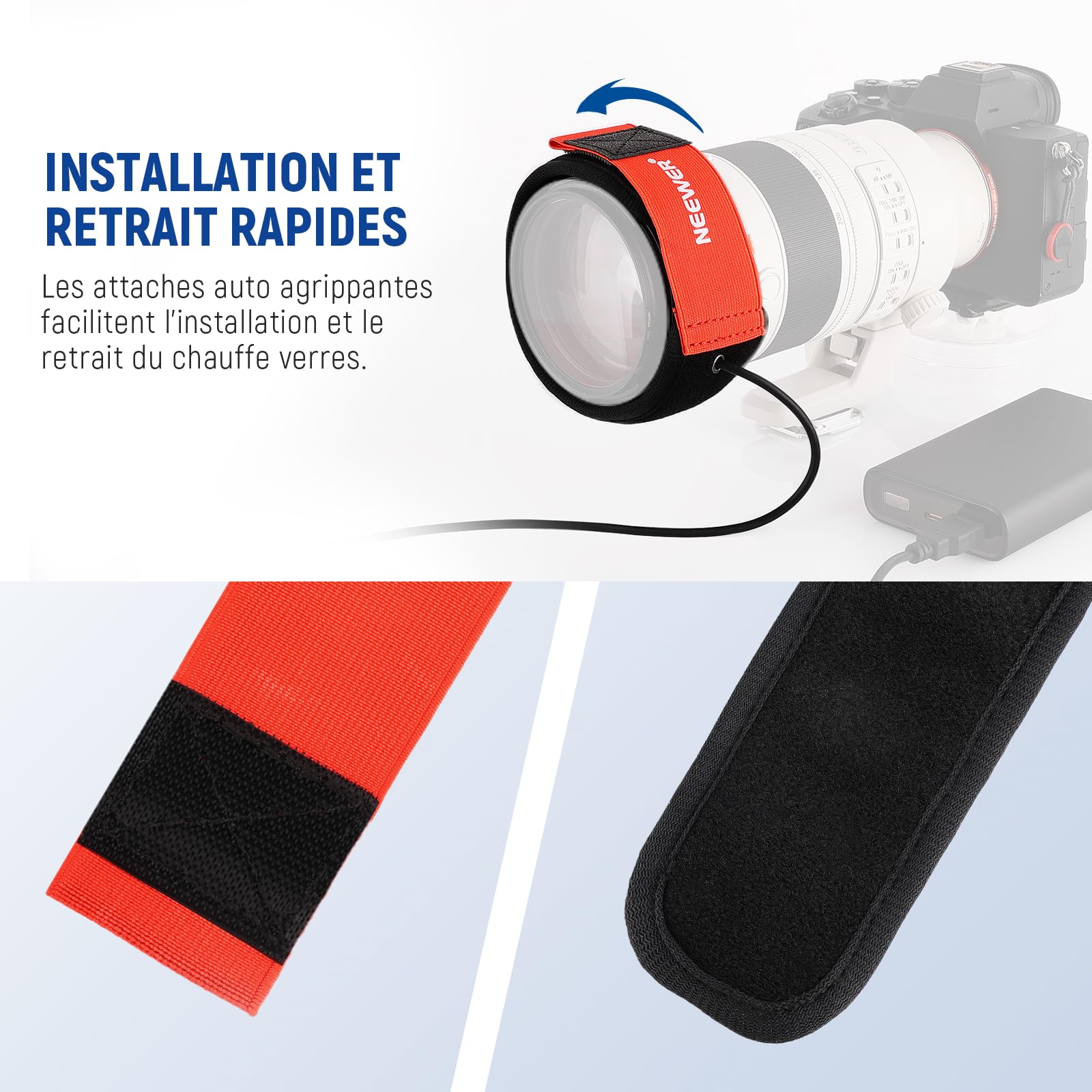 NEEWER Chauffe-Objectif USB 500 mm avec 3 réglages de température, Bande chauffante Anti-rosée pour Appareil Photo Reflex numérique sans Miroir, télescope, astrophotographie, jumelle, HW-20B