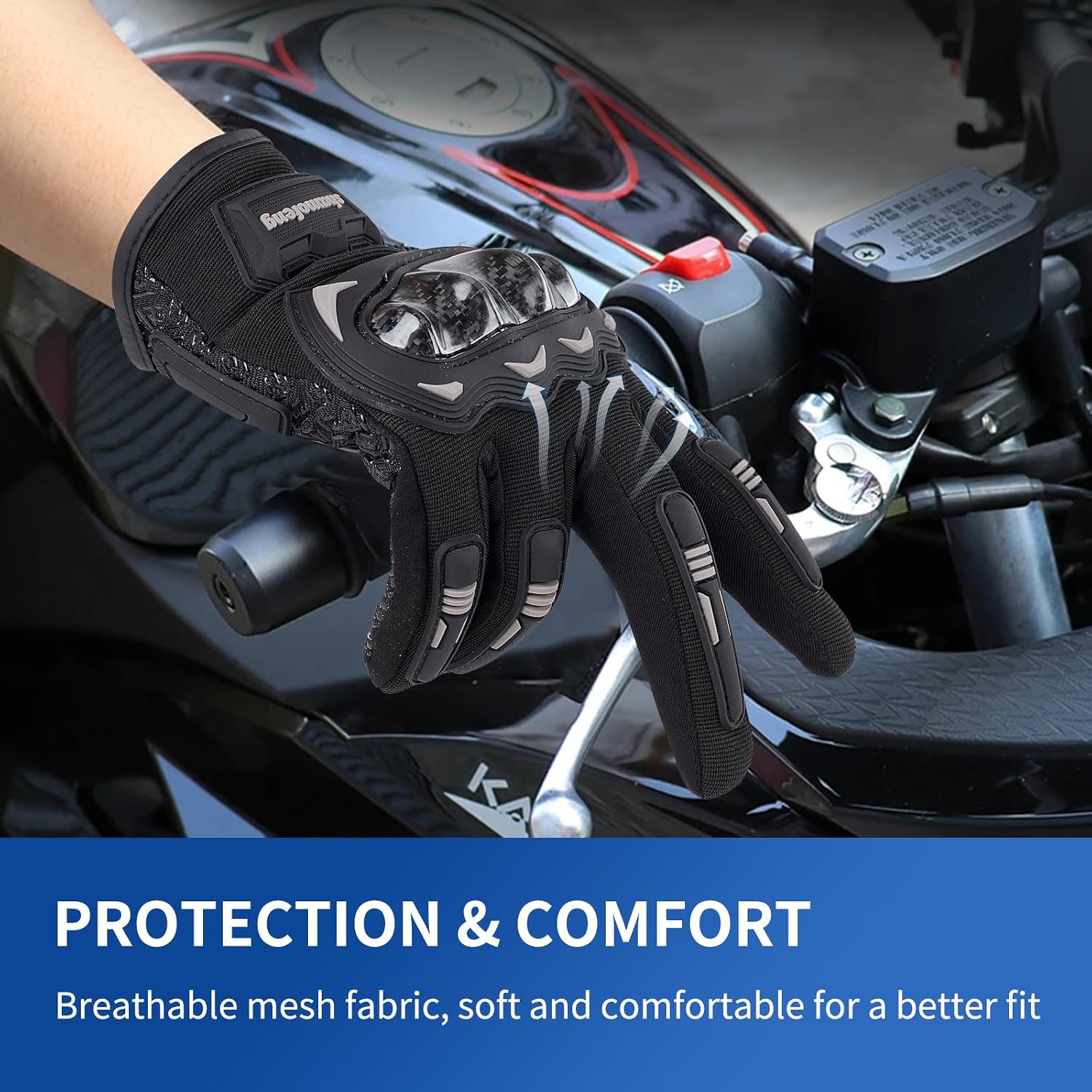 Motorcycle Gloves for Men and Women Touchscreen with Carbon Fiber Knuckles Shell for Dirt Bike ATV UTV BMX Motocross Motorbike Riding Racing Cycling