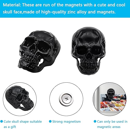 Miniatura 3 de 5 imanes de nevera vintage con diseño de calavera para refrigerador, geniales, fuertes, lindos, divertidos imanes góticos para nevera para