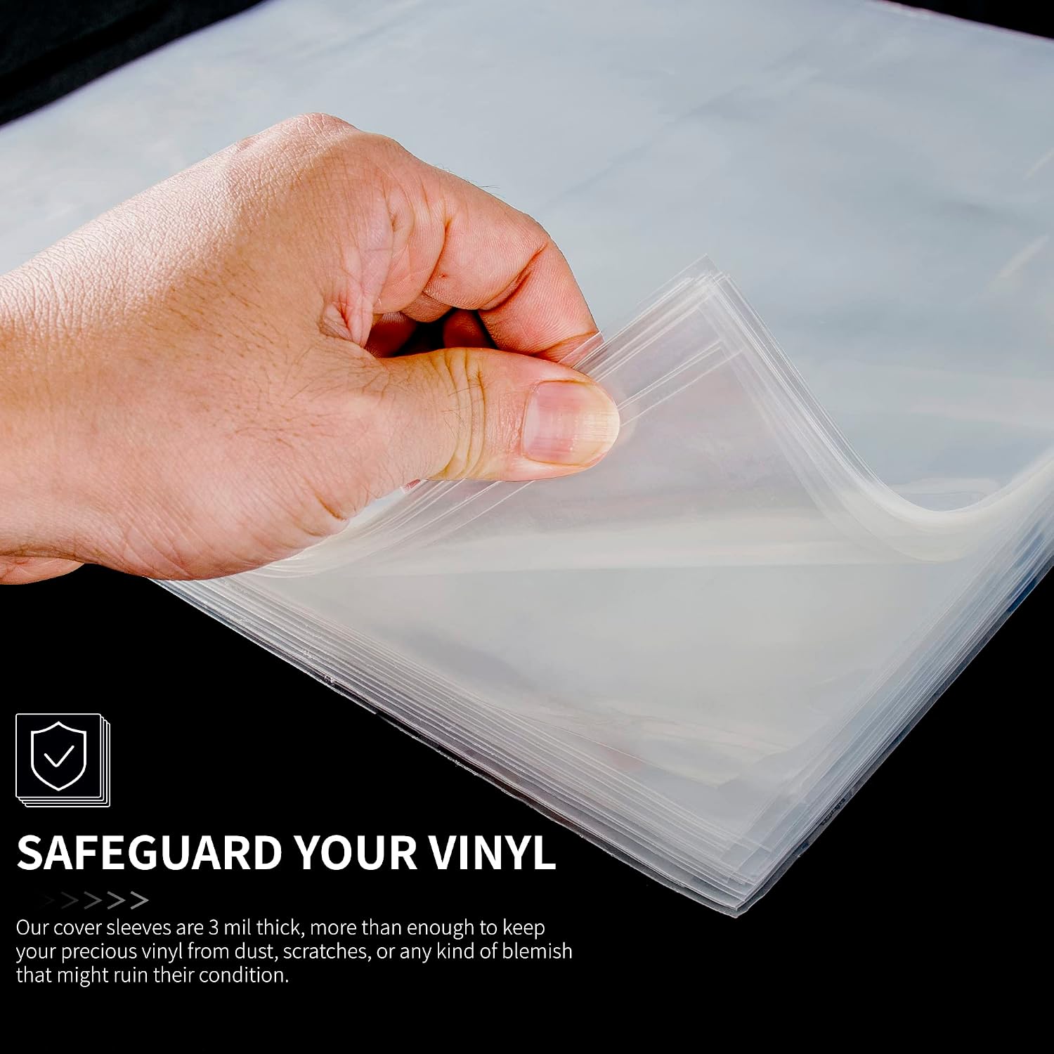 100x Vinyl Record Outer Sleeves, 12" LP - Crystal Clear, Not Cloudy, No Wrinkles