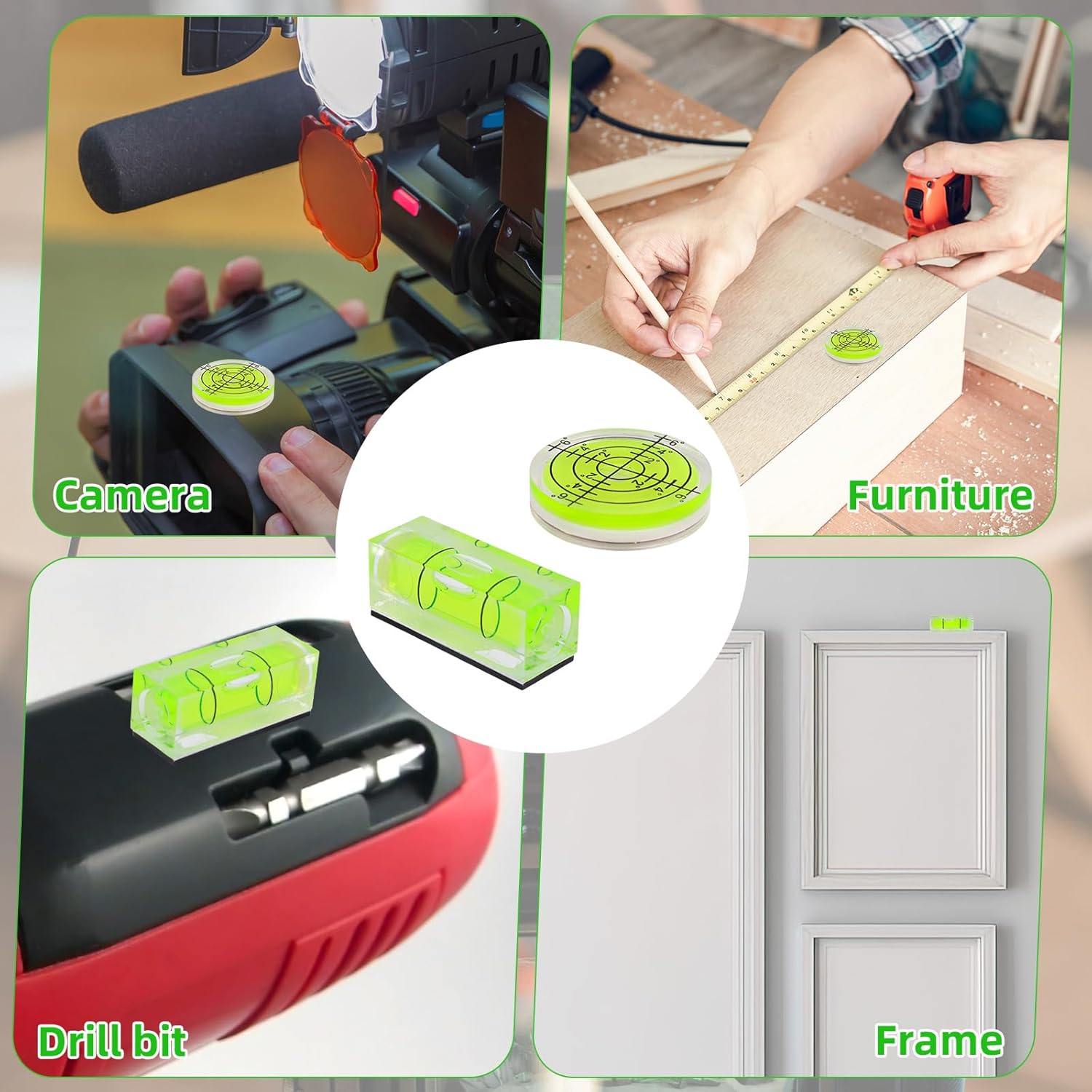 9pcs Small Square Round Bubble Spirit Level, Square & Circular Mini Magnetic Pocket Bubble Levels Measuring Tool for Precise Leveling of Turntables Cameras Tripods Drills Frames & Phonographs