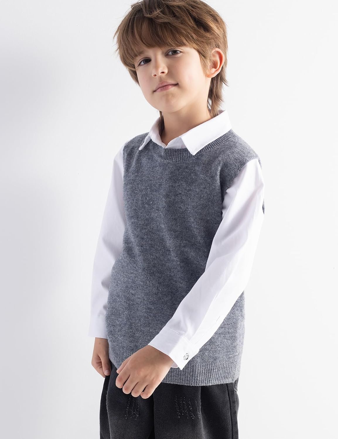 Chanyarn Boys and Girls 100% Merino Wool Sweater Vest Crewneck Sleeveless 2025 Fall Winter Cable Top Knitted Pullover Vest