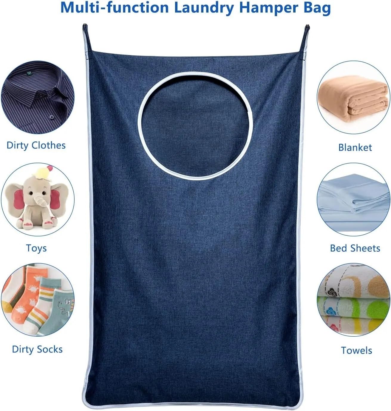 Grande Cesto portabiancheria Pieghevole Impermeabile da Appendere for Il Bagno(Blue-2pack)