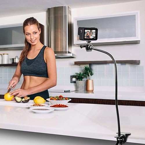 Miniatura 8 de Pipishell Soporte de cámara web de 25 pulgadas, abrazadera de montaje de escritorio flexible con cuello de cisne para cámara web Logitech C960 C930e