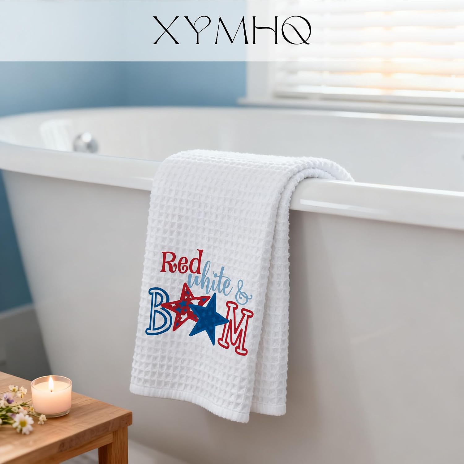 4th of July Gift Kitchen Bar Towels, 4th of July Gifts for Women Men, Patriotic Red White Boom Decor Hand Towels for Kitchen Bar Decor, 16x24 Inch