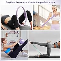 Vista 6 de Pilates Ring Kit for Women, Pilates Equipment Accessories, Home Workout Set with Magic Circle, Mini Exercise Ball, Ankle Resistance Bands & Yoga