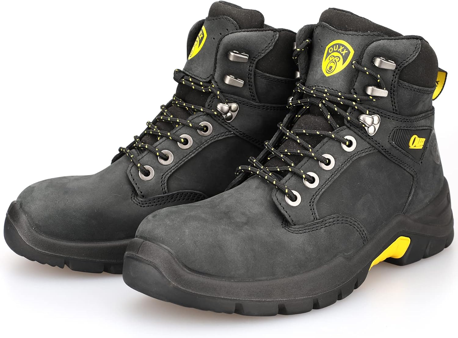 OUXX Work Boots for Men, Steel Toe & Non-Slip Rubber Safety Shoes, PORON XRD, ASTM F2413-18 I/75 C/75 SD(OX1601) 9 Ox1602, Black image 2 of 6 B0BBDYWK8L