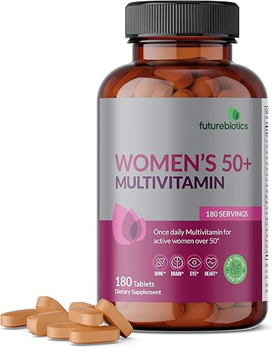 Futurebiotics Multivitamínico Una vez al día multivitamínico para mujeres activas mayores de 50 años, sin OMG, 180 tabletas