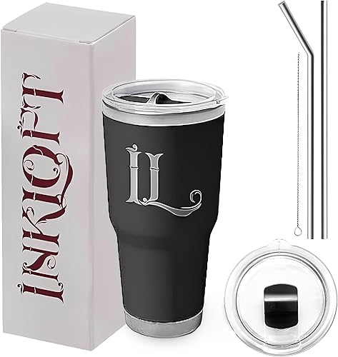 Vaso de 30 oz con tapa y popote reutilizable, taza para café de viaje, taza aislada, botella de agua reutilizable de acero inoxidable, taza de viaje