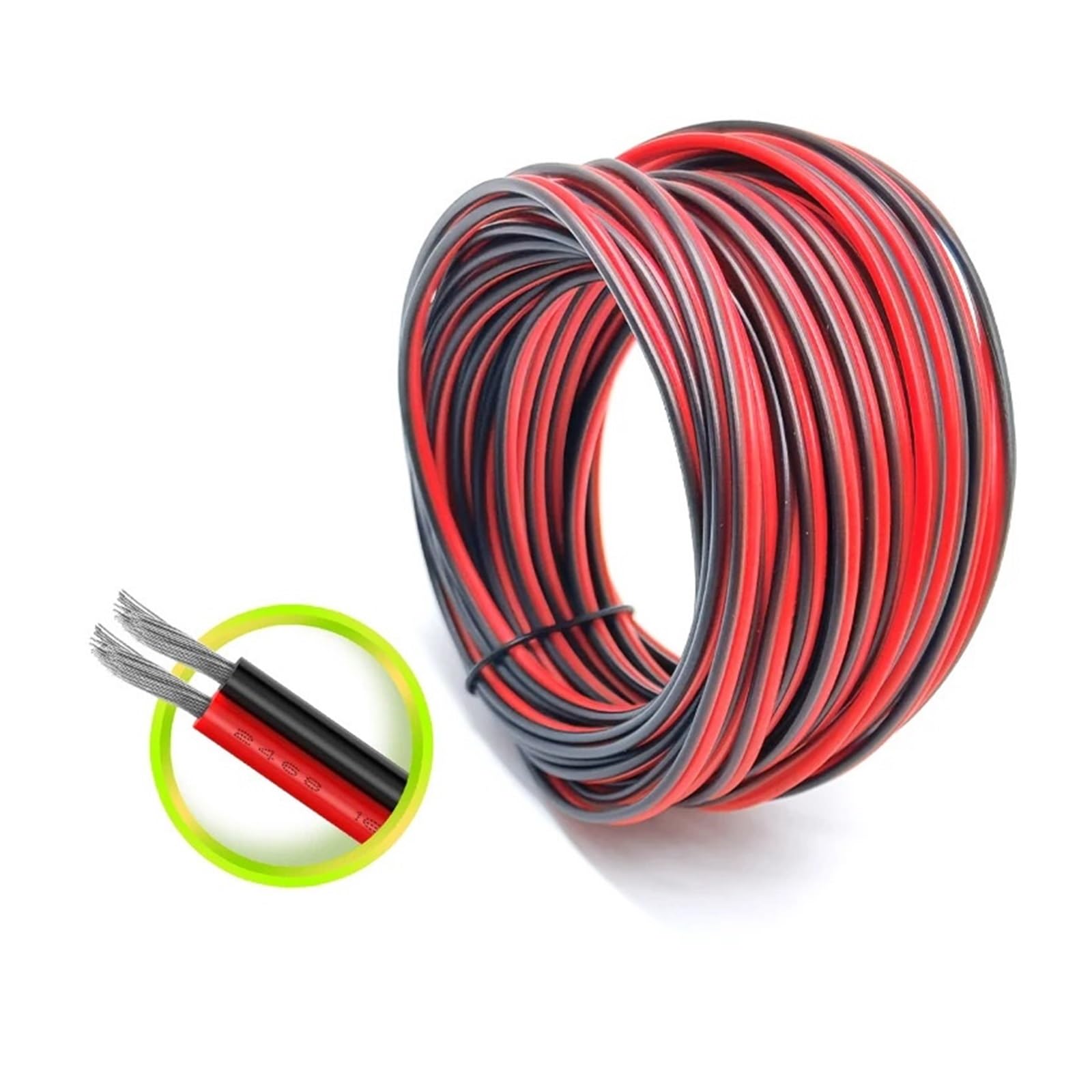 20m 2-pinowy Przewód Elektryczny Miedź Cynowana 22AWG Izolowany Przedłużacz PVC Kabel Czerwony Czarny