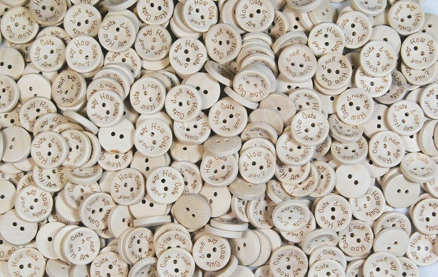 celloexpress Natural Wooden Buttons with Patterns & Quotes - Sewing Crafting Decorative Prints Crafts - 20mm How Cute are You? (Pack of 50) โ image 1