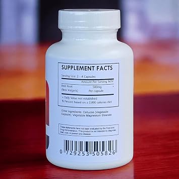 Organic Beet Root Capsules - 60 Count 500mg Each