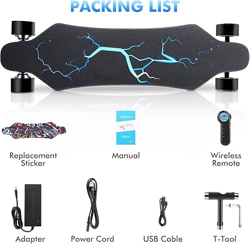 Miniatura 7 de Caroma 350W900W Electric Skateboards with Remote, 12.4MPH28 MPH Top Speed, 12-22 Miles Range, 220lbs-330 lbs Max Load, 12 Months Warranty, Electric