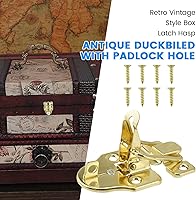 Vista 5 de SDTC Tech Paquete de 2 cajas de estilo retro dorado con cierre de palanca, de metal antiguo, con agujero para candado para joyero, gabinete, caja