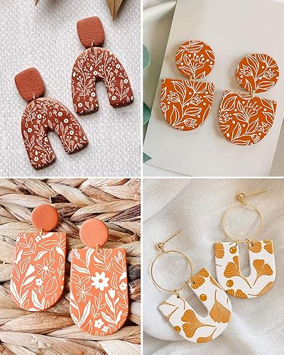 Miniatura 5 de KEOKER Plantillas de pantalla de seda floral para arcilla polimérica, 10 piezas de pantalla de seda para decoración de joyas y aretes de arcilla,