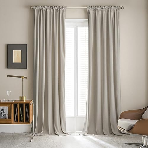 Miniatura 2 de MUMFAS Cortinas de terciopelo con pestaña trasera de 102 pulgadas para sala de estar, comedor, 2 paneles, cortinas grandes de ventana para