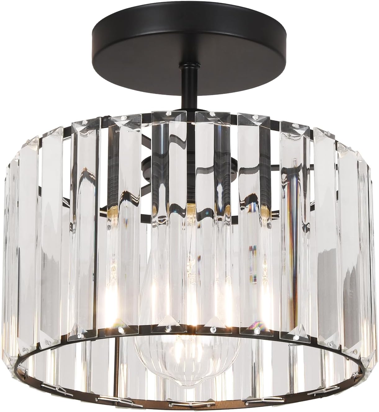 Crystal Ceiling Light Semi Flush Mount Ceiling Light Crystal Chandelier Hallway Light fixtures Silver Close to Ceiling Lamp for Entryway Bedroom Bathroom Living Room Kitchen Dining Room …