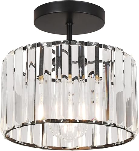 Miniatura 8 de Decoluminner Lámpara de techo de cristal semiempotrada, lámpara de techo de cristal para pasillo, lámpara de techo cerca de la lámpara de techo para