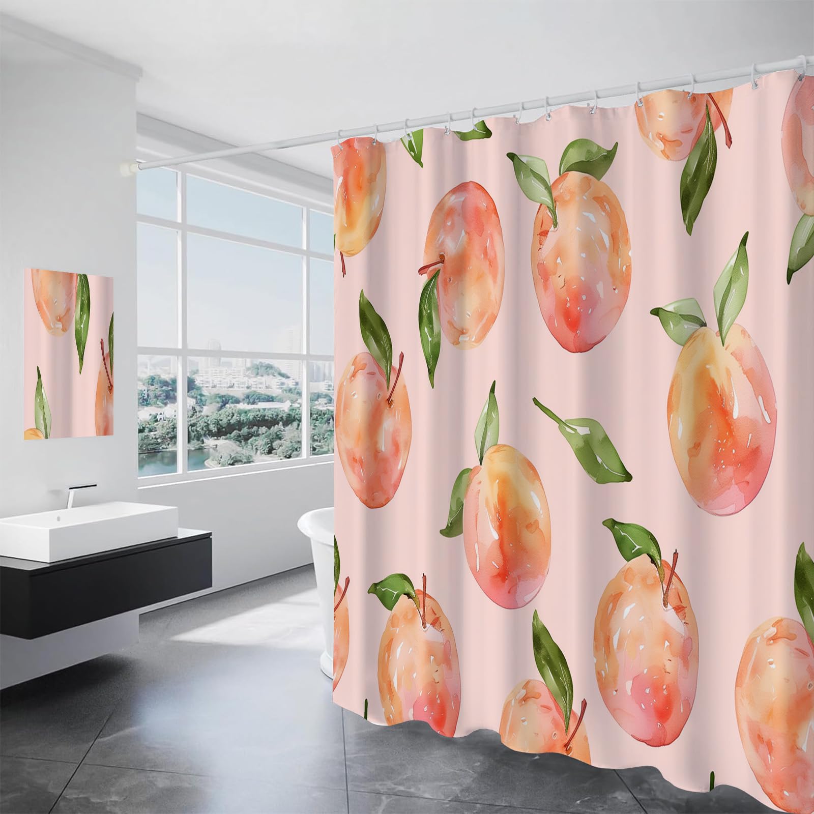 Rideau de salle de bain aquarelle aux fruits pour une douche lumineuse