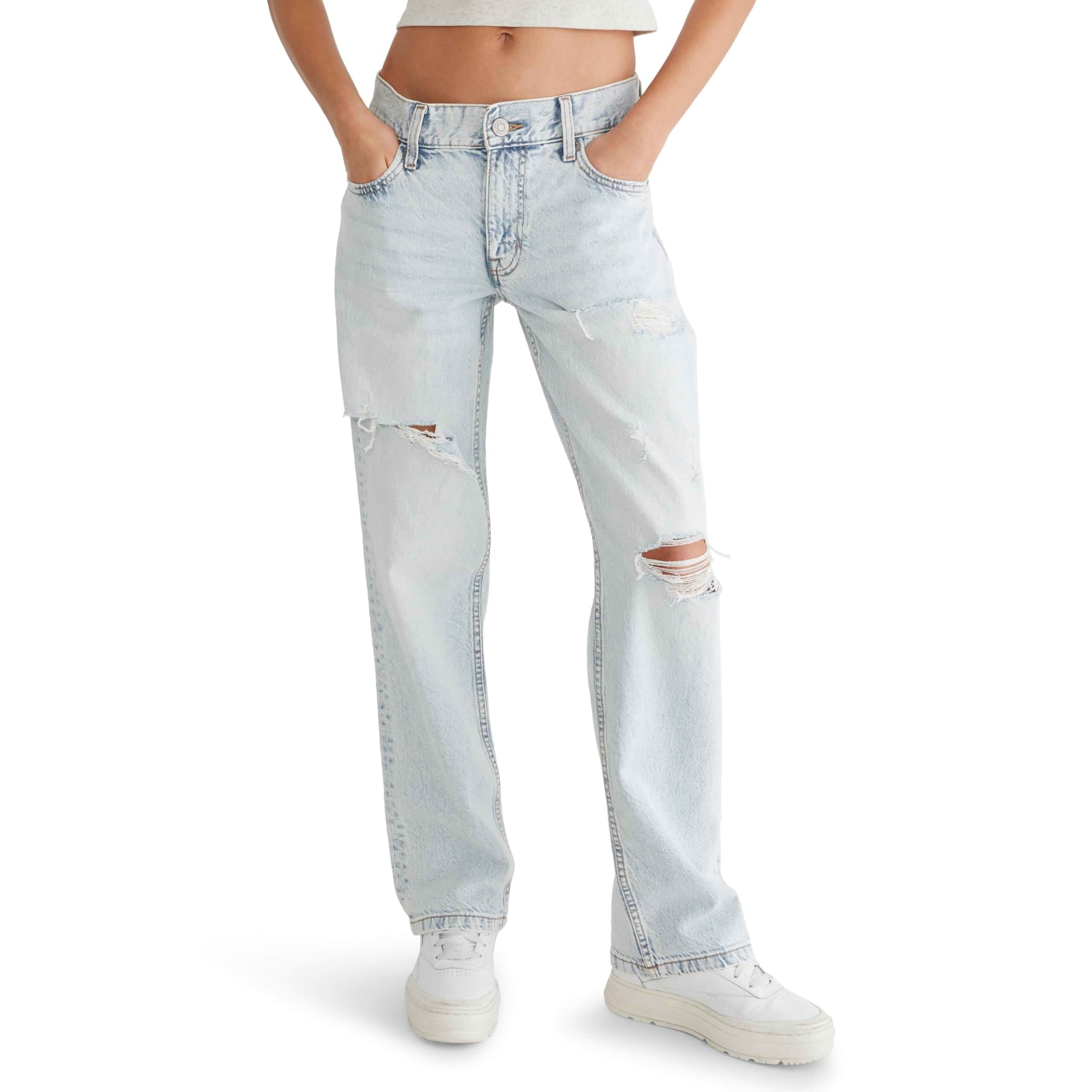 AEROPOSTALE Women's Low Rise Elastic Waist Baggy Jeans Jeans