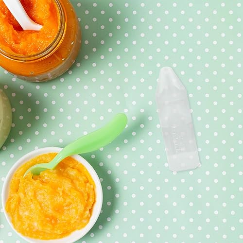 Miniatura 8 de Juego de 5 botellas desechables portátiles de boca estándar con chupete suave y cubierta antipolvo, recipientes ligeros para leche de viaje