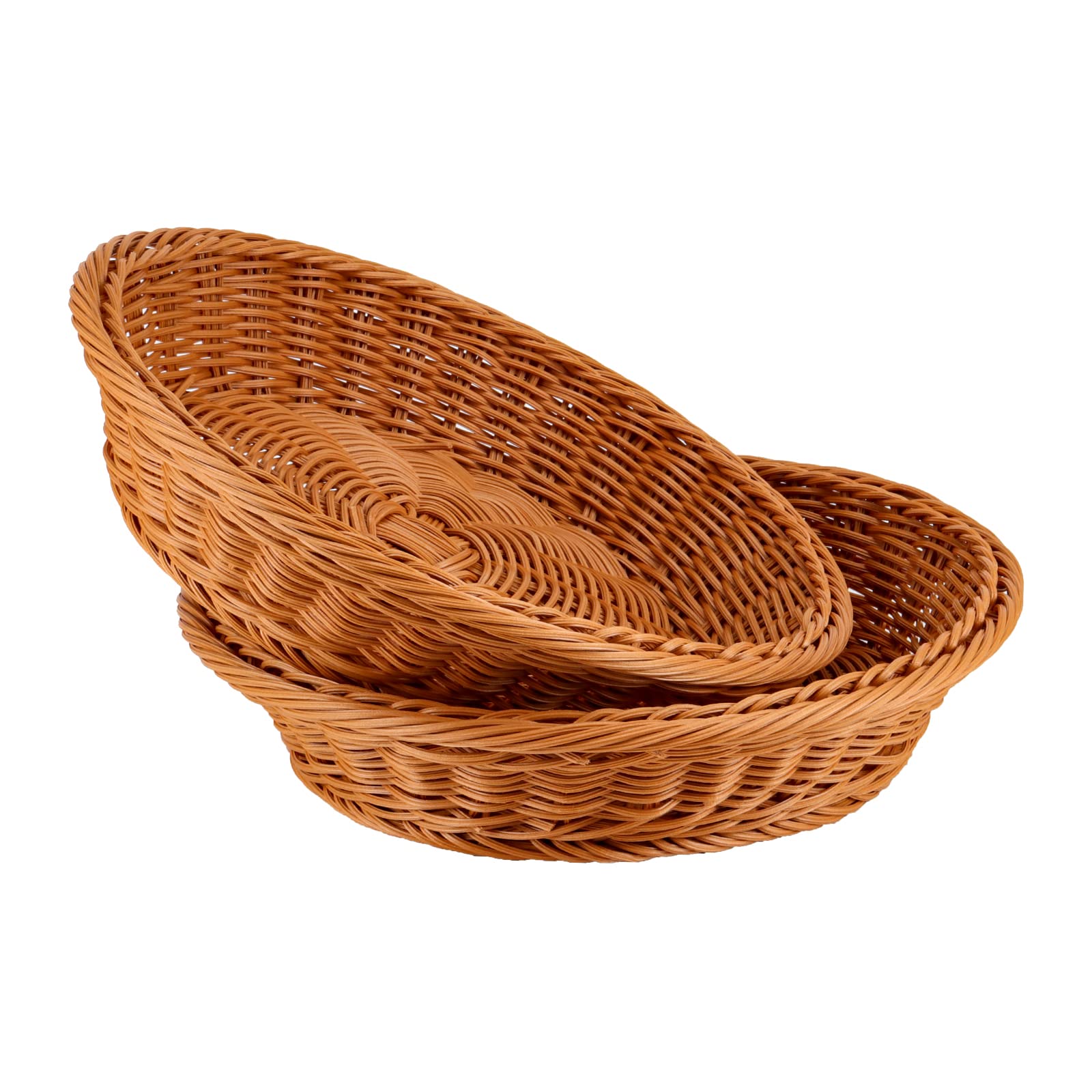 JAPCHET Paquete de 4 cestas de pan tejidas de 12 pulgadas, cesta redonda de imitación de ratán, cesta de frutas de mesa, para verduras, hogar, cocina, restaurante, al aire libre