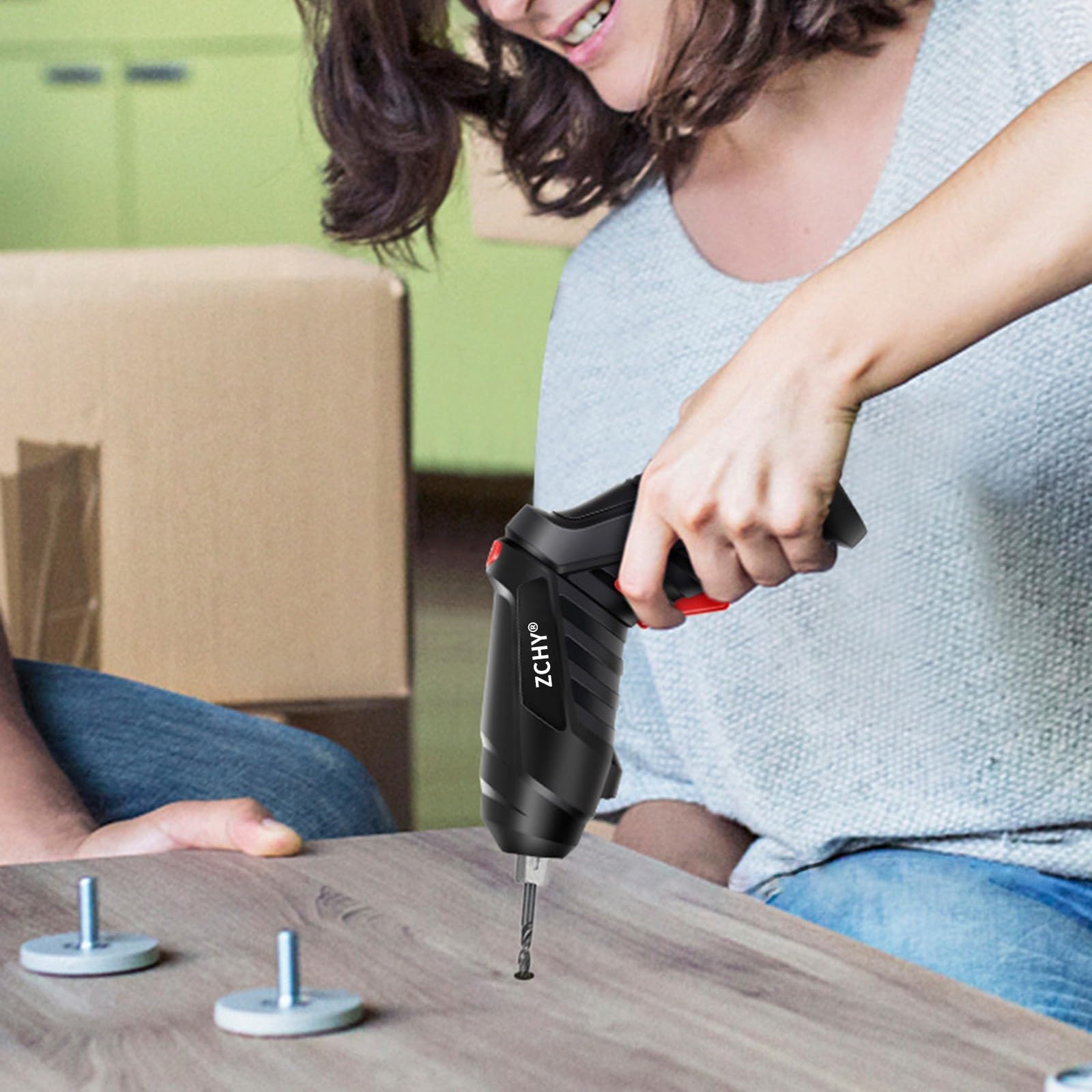 Electric Screwdriver Set With LED Light Rechargeable Battery Compact Size Small Electric Screwdriver Lightweight Wireless Screwdriver Easy to