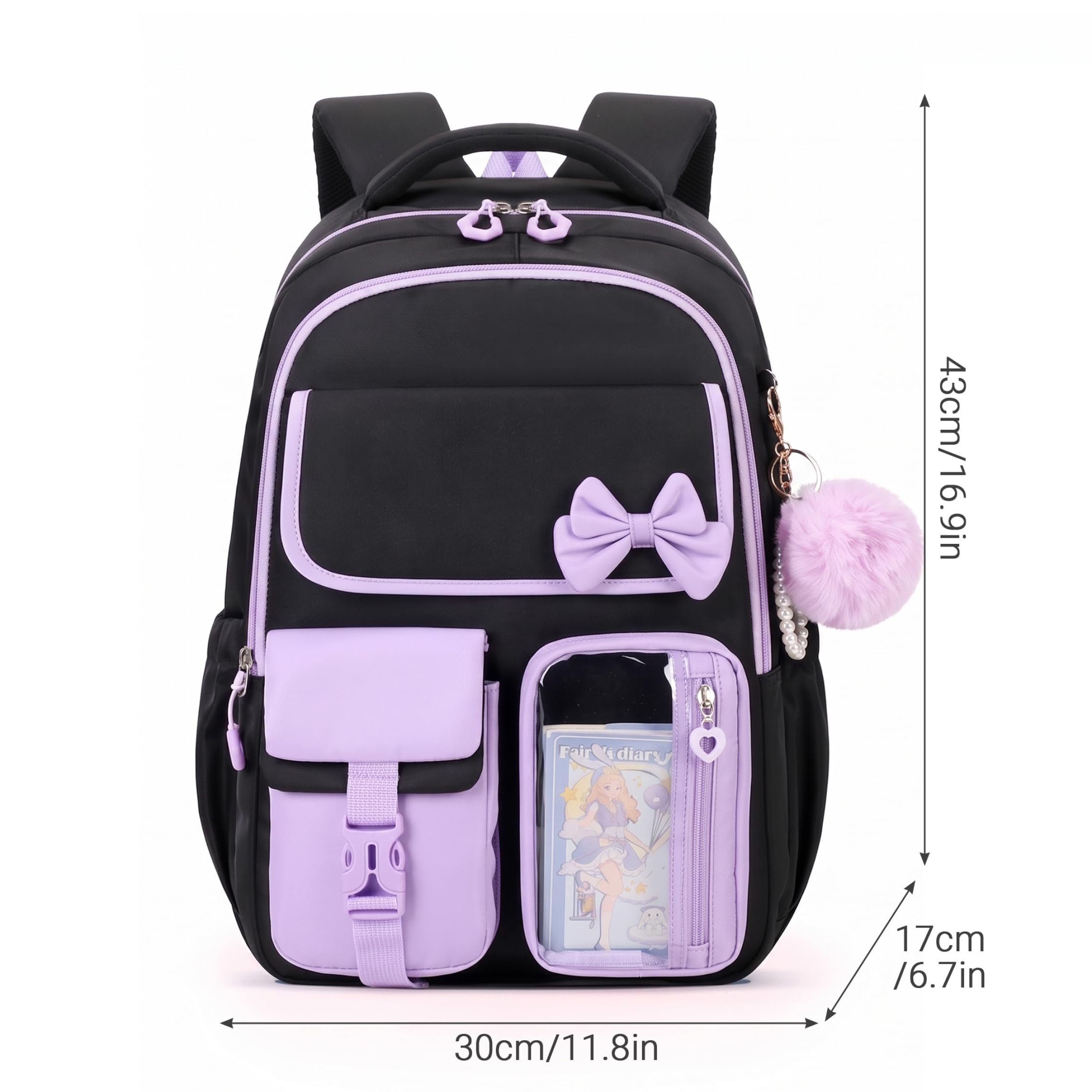 Zaini scolastici per ragazze, set multitasche da 3 pezzi, stile 2.. | Design spazioso e multitasche, contiene tutto il materiale scolastico, ideale per ragazze dai 6 agli 8 anni