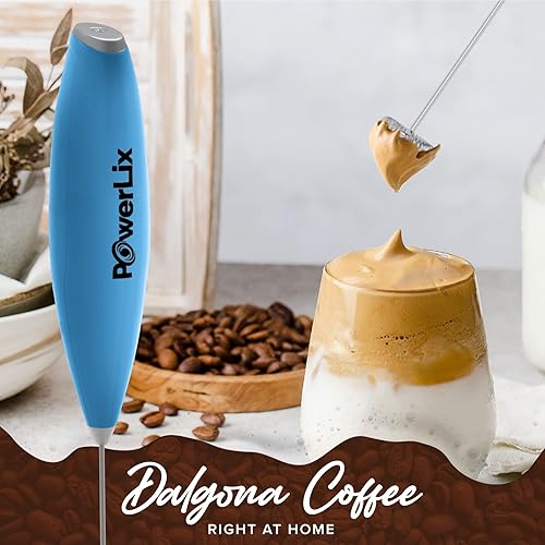 Vista 57 de PowerLix Espumador de leche de mano, funciona con pilas, batidora eléctrica para café, latte, capuchino, chocolate caliente, mini batidora duradera