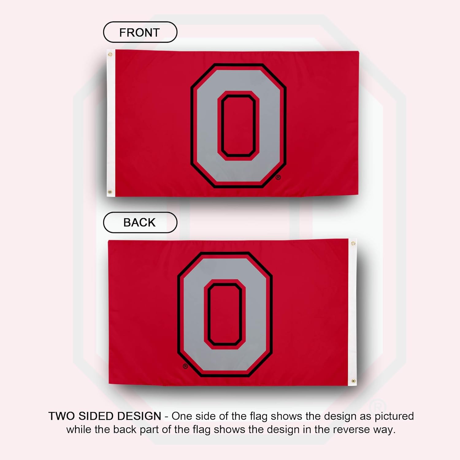 Desert Cactus Ohio State University OSU Flag - 3 x 5 Feet Buckeyes Banner, Indoor/Outdoor Durable Fabric, 100% Polyester Design (Style 3) - Image 2