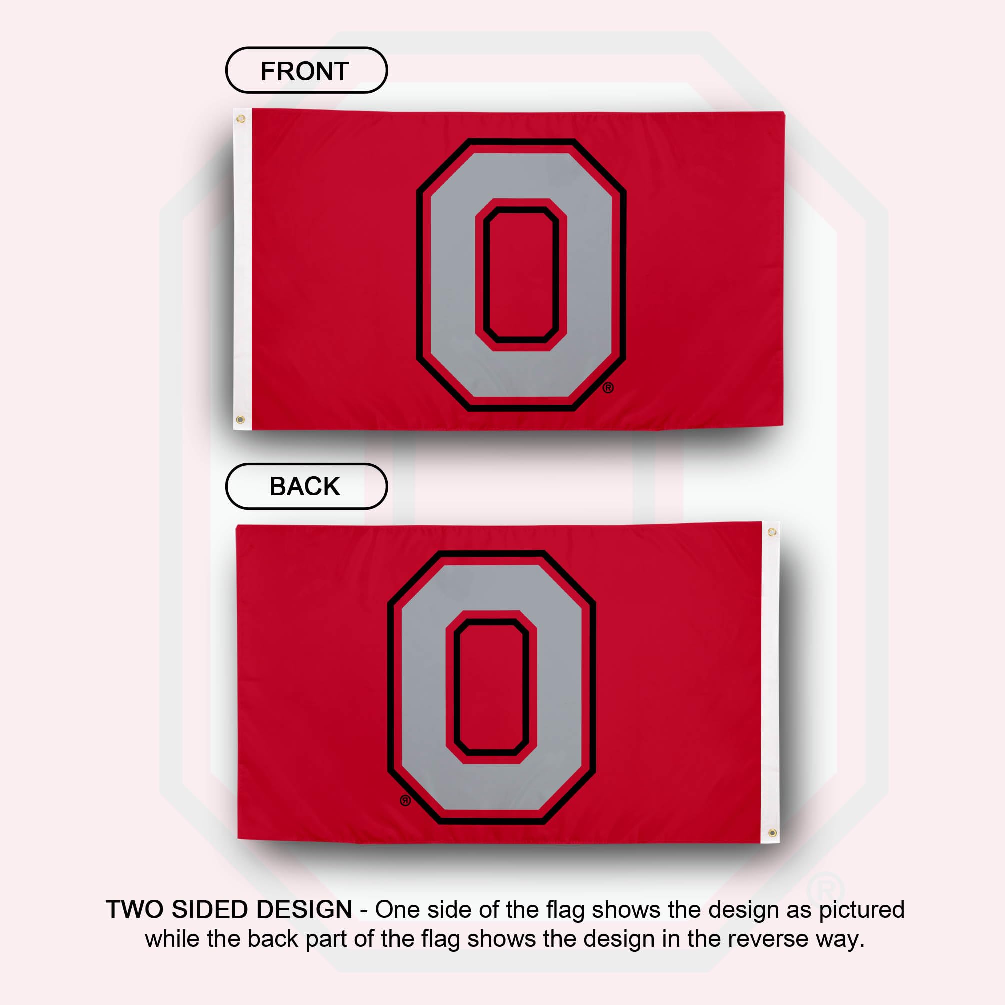 Ohio State University Flagge – 91x152 Cm, 100% Polyester, Für Innen & Außen, Offiziell Lizenziert