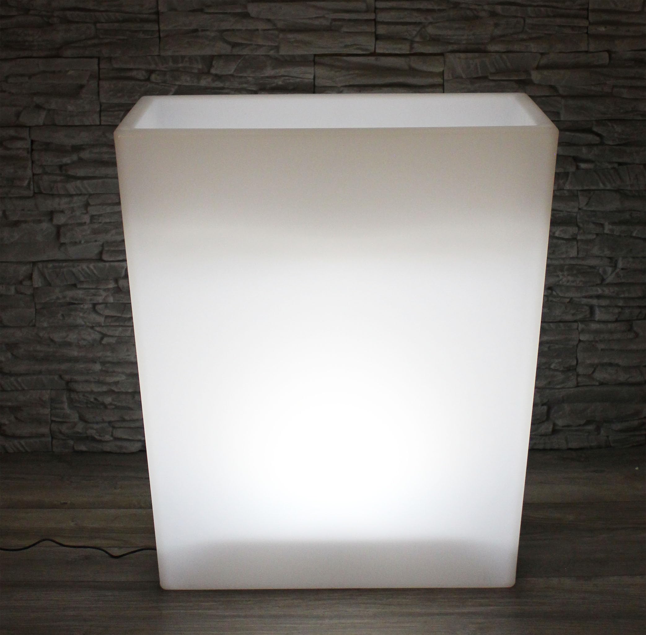 Arnusa Vaso da fiori grande a LED illuminato RGB con telecomando PL403S vaso da fiori alto rettangolare vaso da fiori moderno 70 x 59 x 31 cm bianco