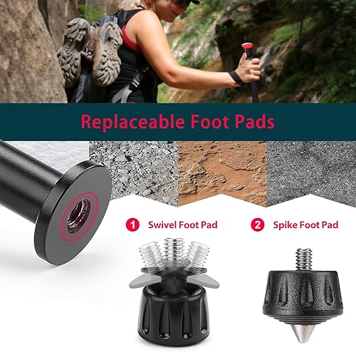 Miniatura 9 de Zeadio Reposapiés de palo de tiro monopie con agarre de espuma de alta densidad, pata de bloqueo estilo giro y cabezal de descanso de yugo en V que