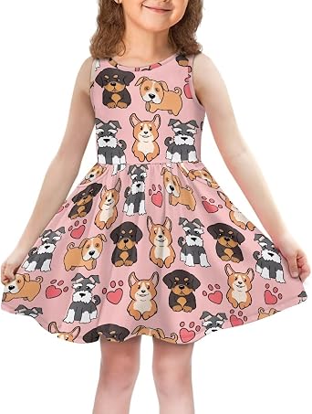 Girls Summer Dress with Pockets Casual Sleeveless Midi Dress for 4-14 Years