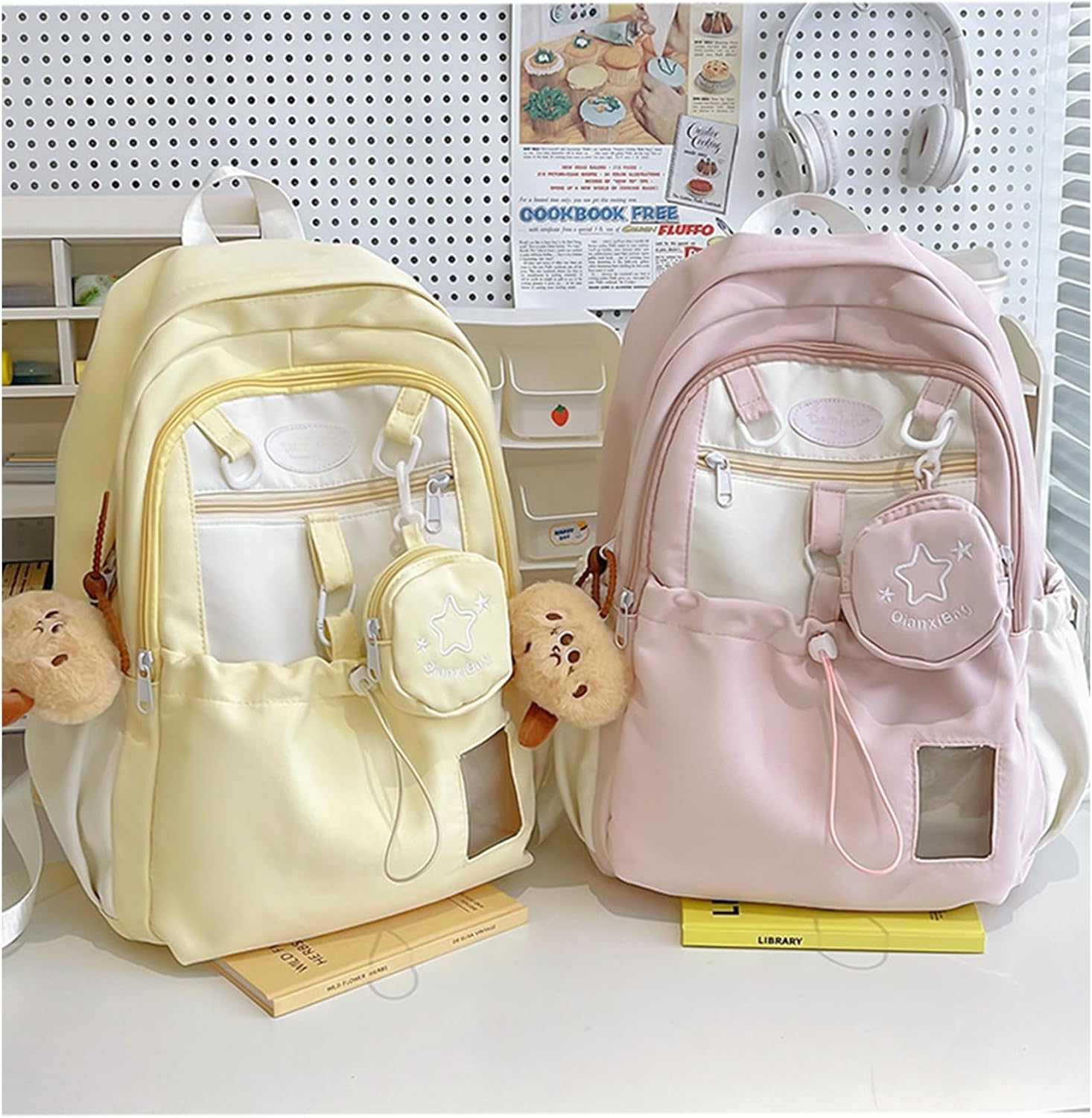 Cute Backpack, Travel Double Shoulder Bag, Laptop Backpack for 16” with Large Capacity Adjustable Straps (Yellow) - Image 6