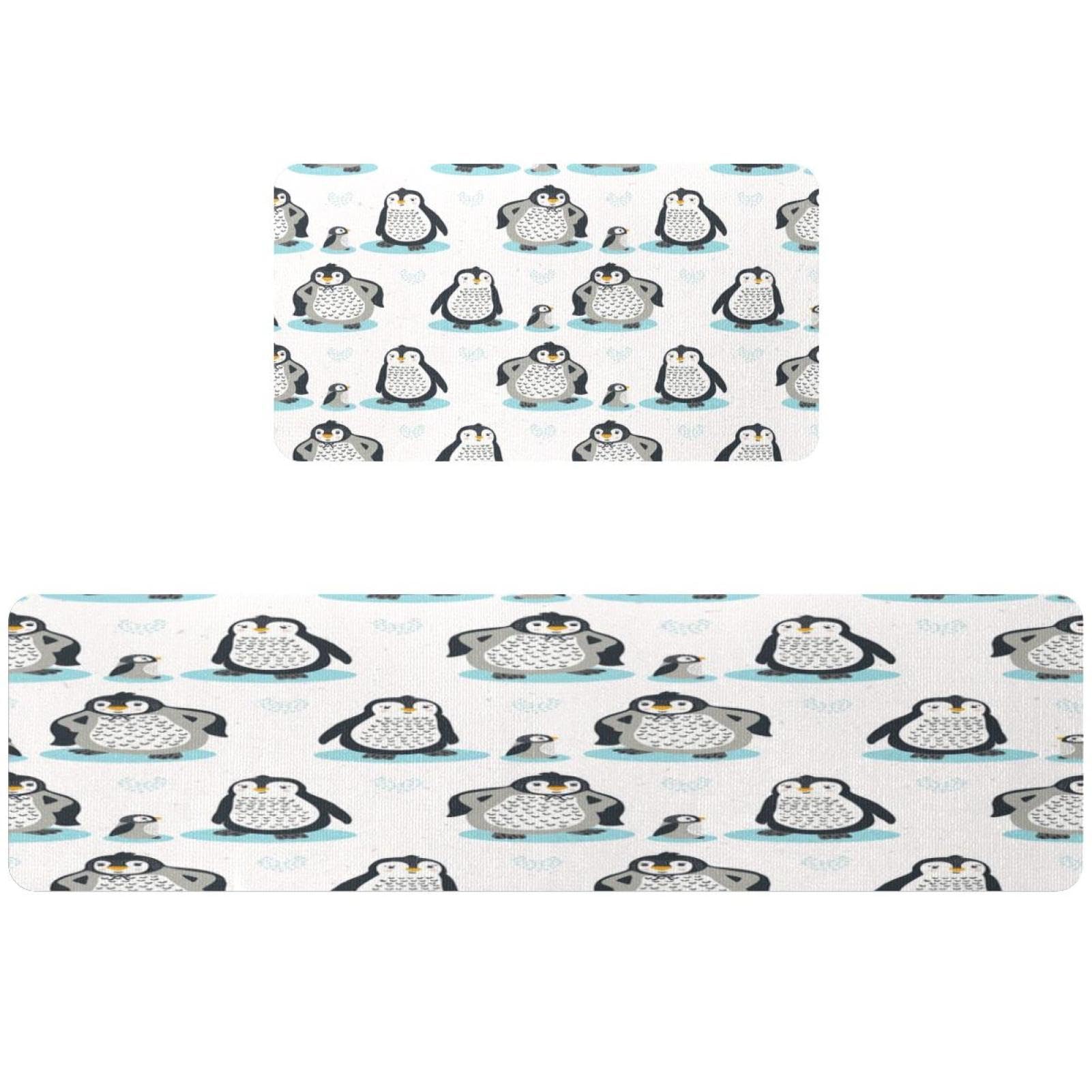 Tapis de cuisine lavable lot de 2 pour éviter les glissades avec motif pingouins