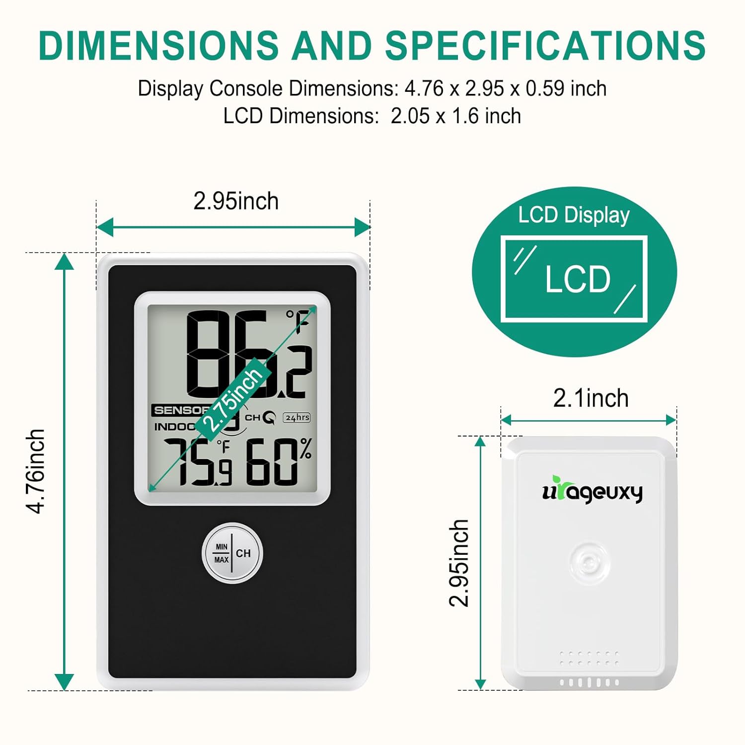 Urageuxy Digital Hygrometer Indoor Thermometer With Jamaica - View #4