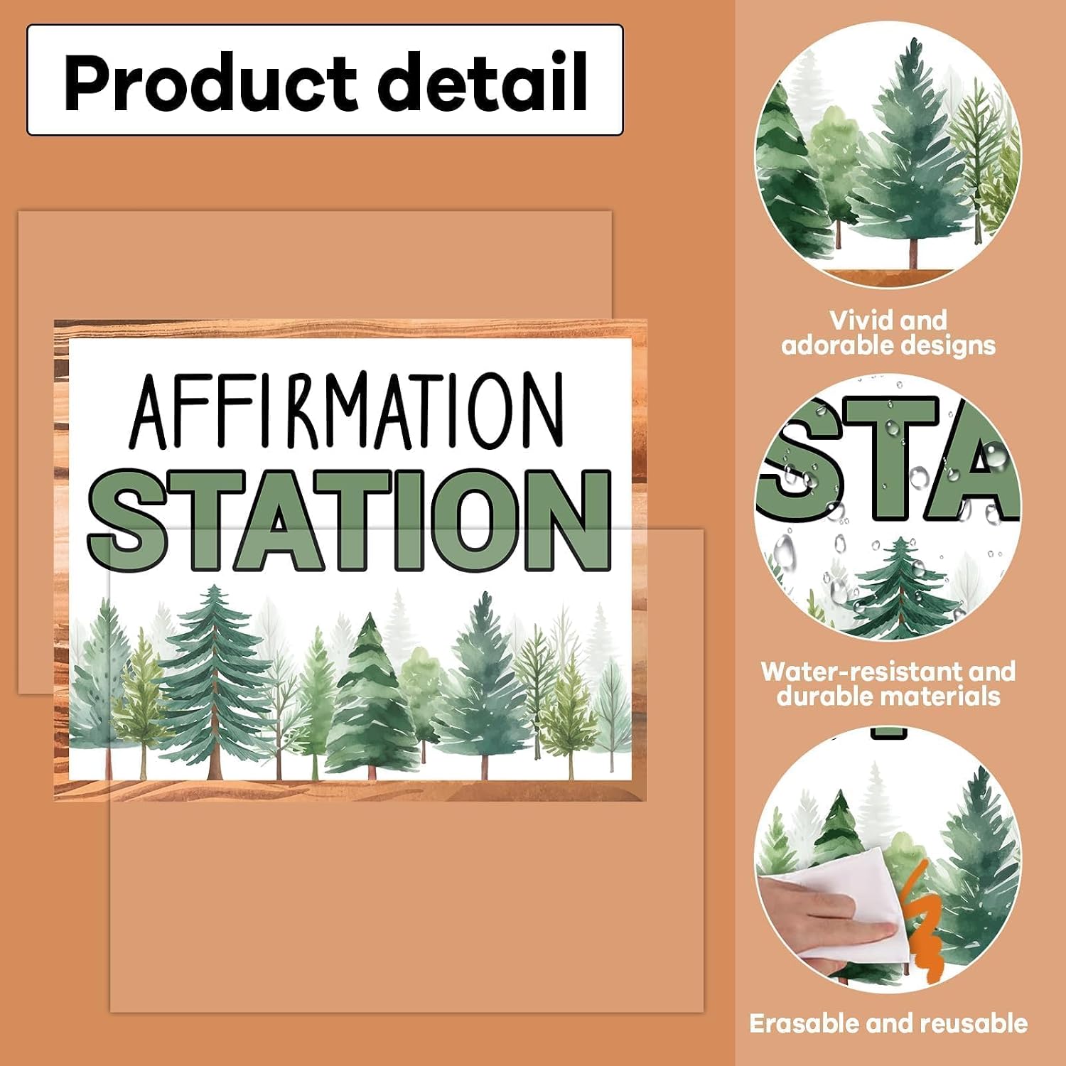 Affirmation Station Bulletin Board Set Woodland Animal Bulletin Board for Classroom Decor Motivational Poster Positive Affirmations Accents Inspirational Cutouts for Teachers School Chart Supplies