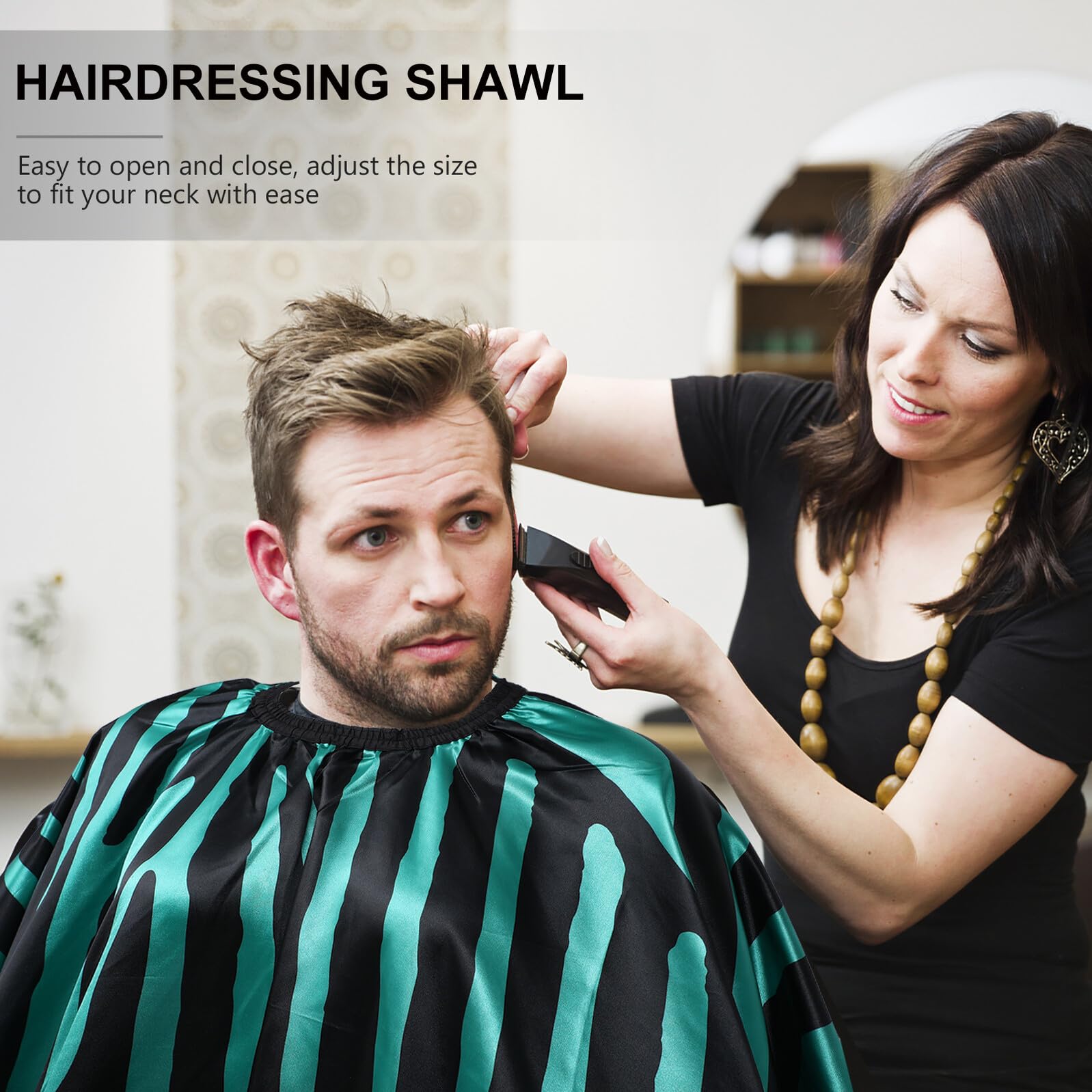 TEHAUX Capa para Cortar el Pelo Profesional de Satén, Transpirable y Ajustable Cuello, para Peluquería y Corte