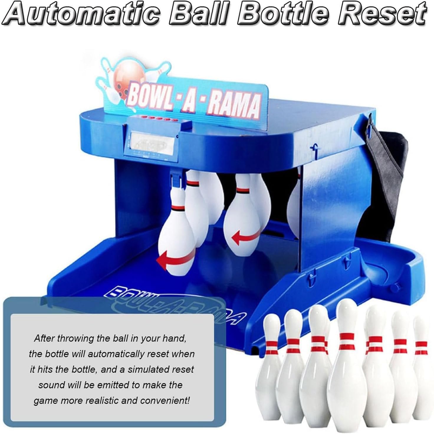Electronic Bowling Alley Game with Auto Reset, Lighting and Simulated Sounds Electric Bowling Machine LED Electronic Scoreboard - - for Kid and Adults