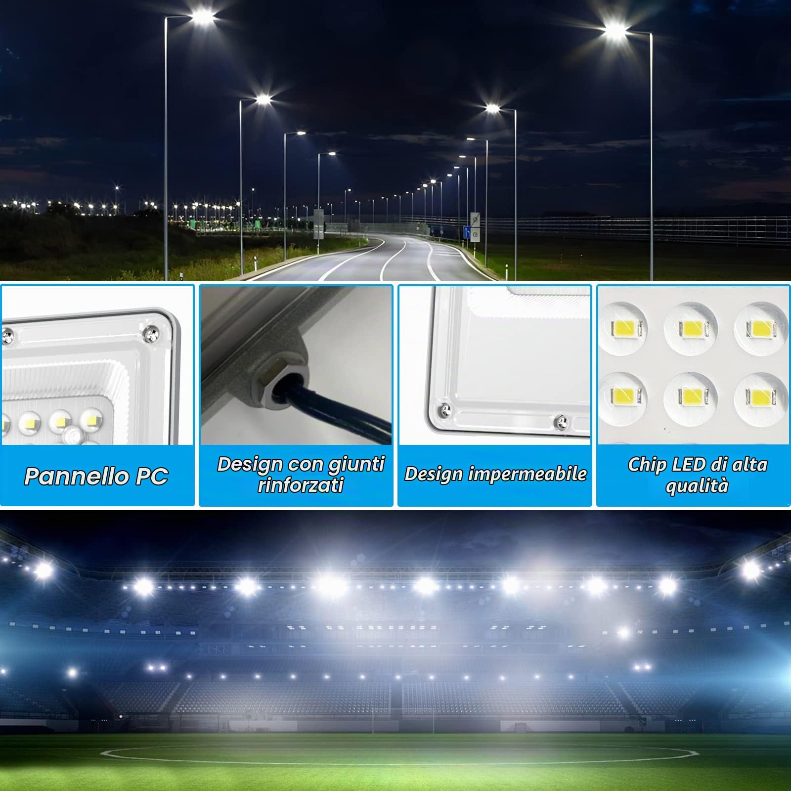 400W Faretto LED da Esterno, Tayire Faro LED 40000LM Super illuminoso faretti, 540 LEDs 6500K LED Luce Fari di sicurezza per Giardino, Corridoio, Casa, Illuminazione Interna ed Esterna