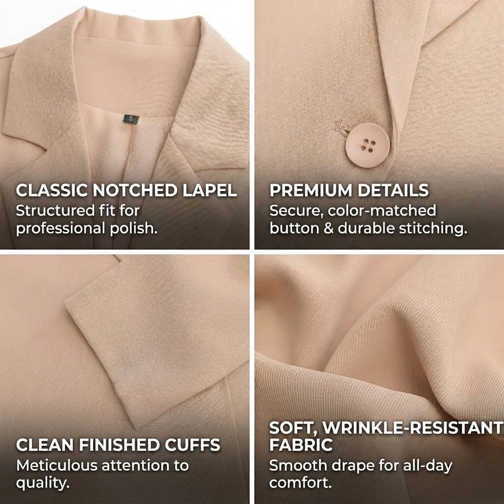 LETDIOSTO Women's Cropped Blazer - Lightweight Long Sleeve Business Casual Suit Jacket - Image 4