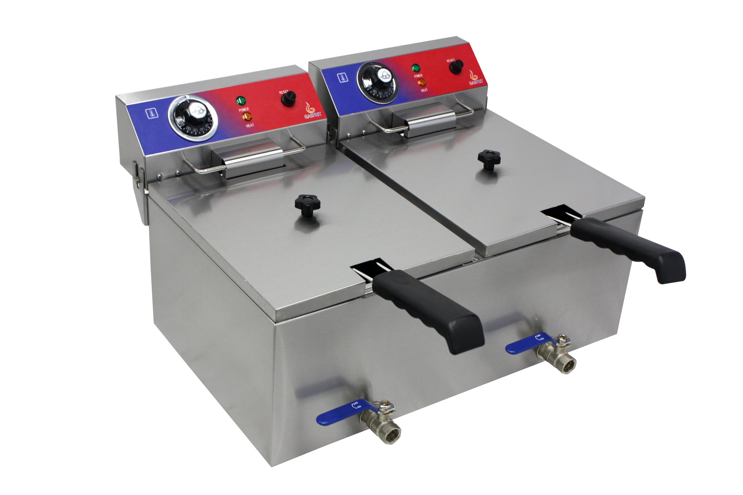 Freidora Eléctrica Profesional Industrial de Acero Inoxidable con Grifo | 10 L o 20 L (10+10) | Zonas Frías | Alta Potencia (10L+10L)