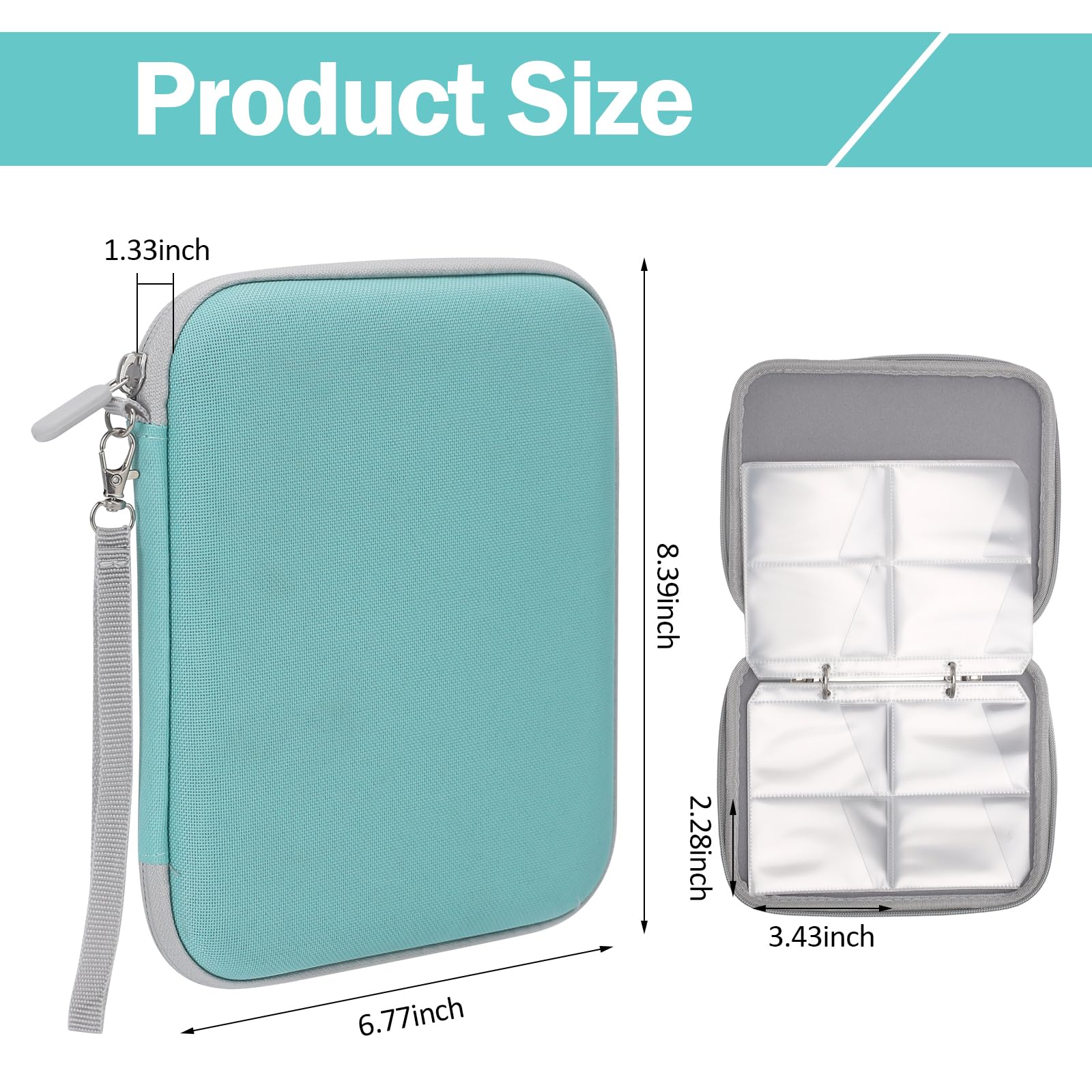 Card Holder for Yoto Card Green 120 Pockets Premium Zipper Card Case Holder Binder Compatible with Sport Card, bank cards - Image 2