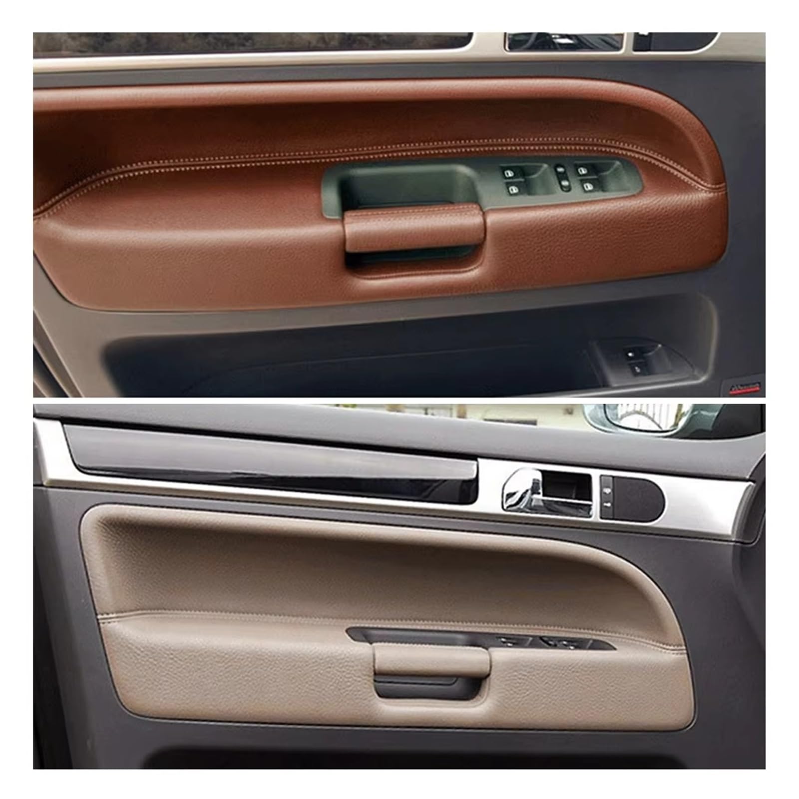 Maniglia Porta Interna Maniglia Di Trazione In Pelle Per Portiera Interna Dell'auto Lato Sinistro E Destro Per VW Per Touareg 2003 2004 2005 2006 2007 2008 2009 2010 Maniglia Porta(Rosso marrone)