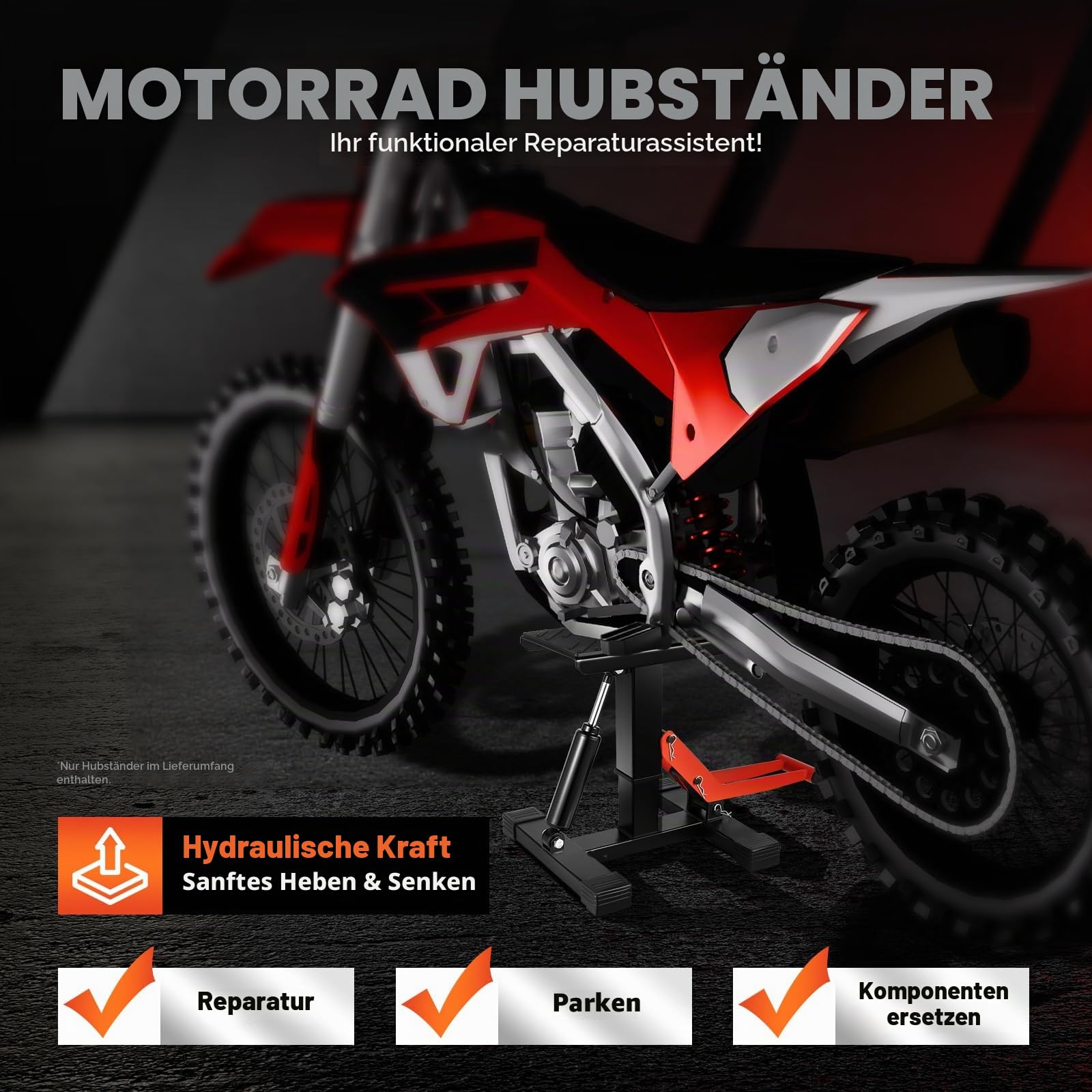 Hydraulischer Motocross Motorrad Hubständer Montageständer Enduro Repair Ständer Dirt Bike Stand Lift Jack Hebetisch,für Reparatur von,Tragfähigkeit innerhalb von 400kg